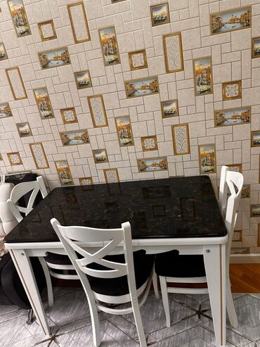 кухонная мебель на заказ в баку цены: Mətbəx üçün, Açılmayan, Dördbucaq masa, 4 stul