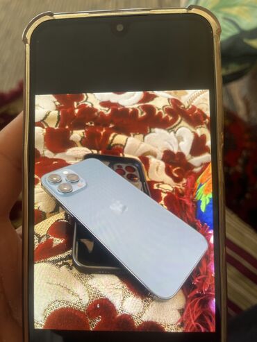 iphone телефон 11: IPhone 12 Pro Max, Колдонулган, 128 ГБ, Blue Titanium, Заряддоочу түзүлүш, Каптама, Кабель, 76 %