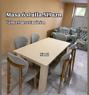 stol və stul: Hazır Endirimde ✨ Masa 6 stulla Çatdırılma şeher daxili pulsuz — 1