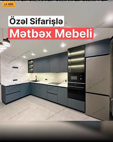 Özəl sifarişlə Mətbəx Mebeli - Minimalist, laconic dizayn - L formalı