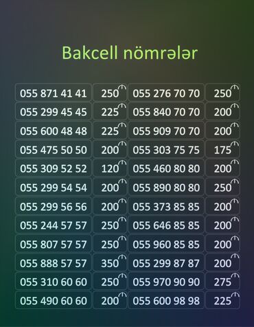 099 bakcell nomreler siyahisi in Azərbaycan | SİM-KARTLAR: Balcell nomreler satilir
