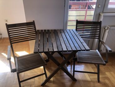 baštenske stolice na rasklapanje: Baštenska ganitura, Drvo, bоја - Braon, Novo