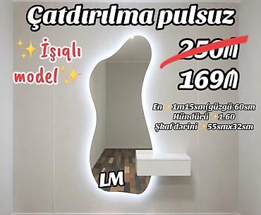 işıqlı güzgü: Güzgü Divar üçün, Makiyaj üçün, Arxa işıqlı — 1