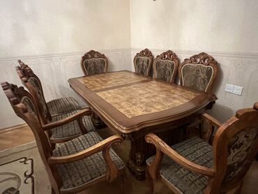 8 neferlik stol stul desti: Qonaq otağı üçün, İşlənmiş, Açılan, Dördbucaq masa, 8 stul, Malayziya