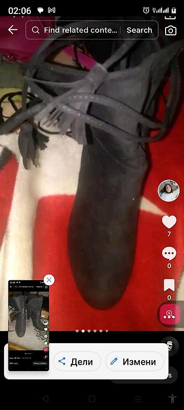 anatomska obuca: Ženske crne čizme sa stabilnom blok potpeticom i vezivanjem oko — 2
