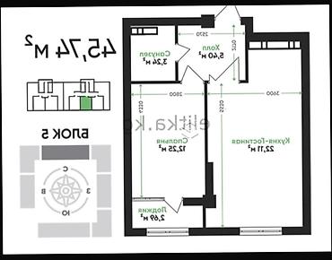 act: 2 комнаты, 46 м², АЮ Гранд Элитка, 9 этаж, Евроремонт — 6