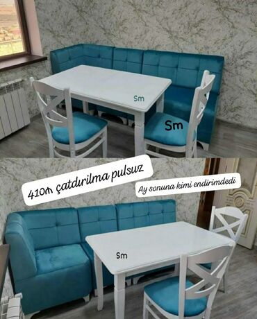 Masa və oturacaq dəstləri: Mətbəx üçün, Yeni, Açılmayan, Dördbucaq masa, 2 stul — 6