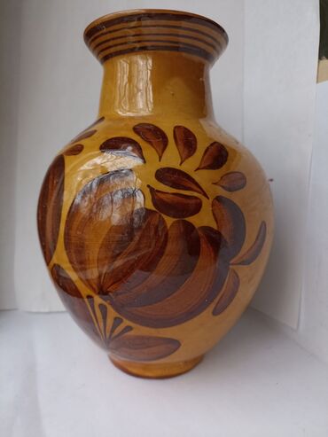 ваза купить: Вазы с глазурированным рисунком, глина Пр-во Чехия. Коричневый кувшин