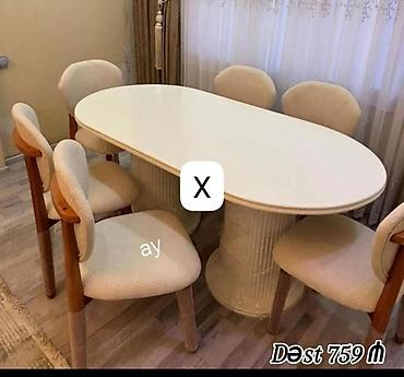 Yemək otağı dəsti – oval masa və 6 ədəd stul - Dizayn: Oval formalı