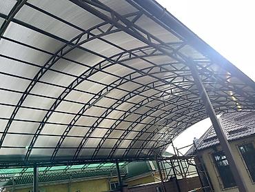 Навесы: Навес, Арочный, Металл, Поликарбонат, Установка — 15