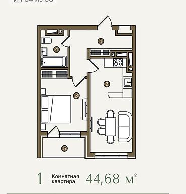 58: 1 комната, 44 м², Улан-2 мкр Элитка, 4 этаж, ПСО (под самоотделку) — 3