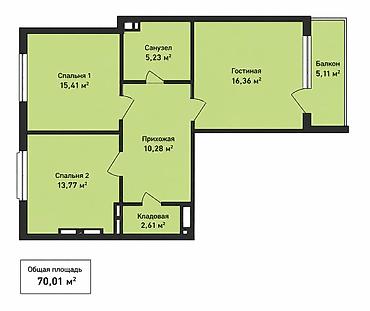 rio de tower: 2 комнаты, 70 м², Индивидуалка, 7 этаж — 3