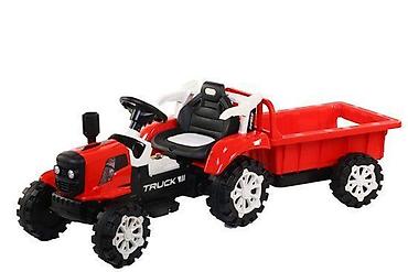 mona farmerke: Električni traktor za decu 6V sa muzikom i prikolicom – crveni Model — 1
