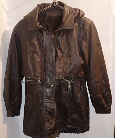 турецкие кожанные куртки: Кожаная куртка, Натуральная кожа, С капюшоном, 4XL (EU 48)