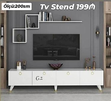 Мебель: TV stend və divar rəfi dəsti - Ölçü: 200 sm (şəkildə göstərilib) - — 1