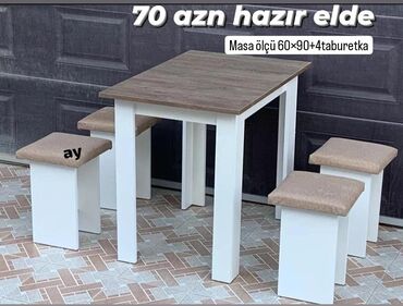 Çarpayılar: Mətbəx üçün, Yeni, Açılmayan, Dördbucaq masa, 4 stul