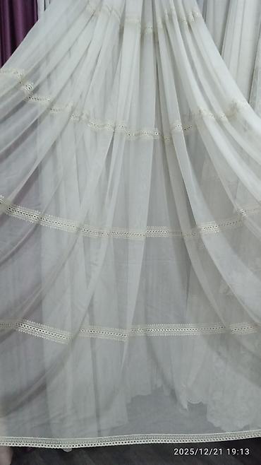 Тюли: Воздушная тюль с вышивкой «перья» - Полупрозрачная тюль в — 7