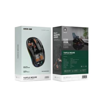 klaviatura mouse: Green Lion Turtle Mouse – şəffaf korpuslu, maqnitli dizaynlı, yüksək