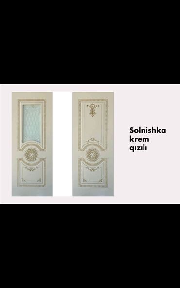 Отделочные материалы: Krem rəngdə, qızılı naxışlarla bəzədilmiş klassik üslubda qapılar