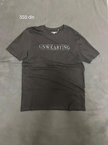 lil solid accessories: Crna pamučna majica kratkih rukava sa natpisom “UNWEARYING” na — 1