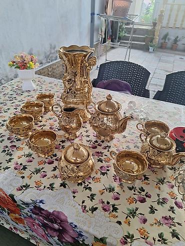çaydan dəsti: Çay dəsti, rəng - Qızılı, Keramika, Decoria, 6 nəfərlik, Fransa — 1