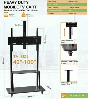 Kronşteynlər: 32 düyümdən 100 düyümə kimi Televizorlar üçün təkərli mobil stendlər -da lalafo.az — 21 Kronşteynlər: 32 düyümdən 100 düyümə kimi Televizorlar üçün təkərli mobil stendlər — 21