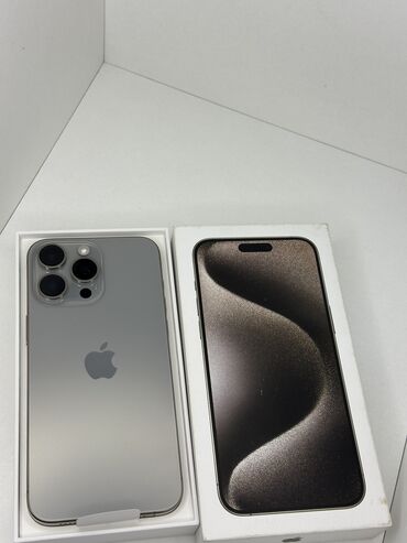 телефон s22: IPhone 15 Pro Max, Б/у, 256 ГБ, Natural Titanium, Коробка, 94 %