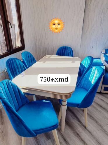 avanqard stol stul: Qonaq otağı üçün, Yeni, Dördbucaq masa, 6 stul