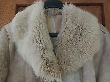 şuba modelleri: Qadın uzun tünd-bej rəngli təbii qoyun dərisi şuba (shearling) - — 2