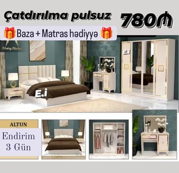 çarpayı ikinci el: *Yataq dəsti 780Azn 🎁Baza + Matras hədiyyə🎁* ✔️Rəng seçimi var ✔️ Ölçü