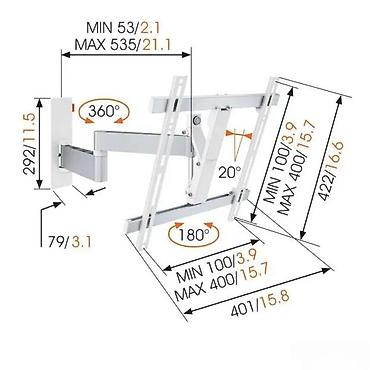 sto za pc: Zidni nosač za TV – potpuno pokretni, premium aluminijum - Tip — 7