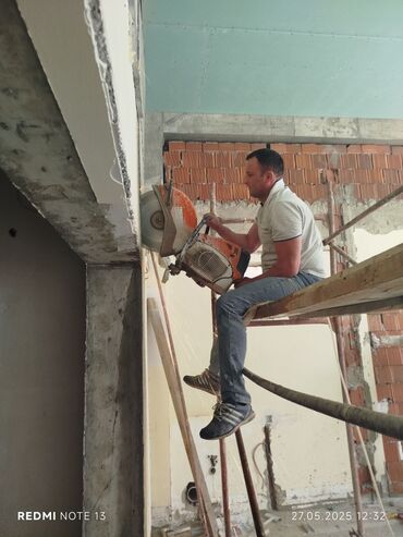 Beton işləri: Səssiz tozsuz səliqəli kəsim. Beton katlavan monolit kubik — 8