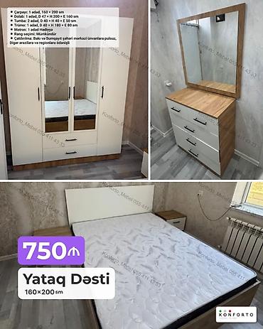 Yataq Dəsti – 160×200 sm Tərkib: - Çarpayı: 1 ədəd, 160×200 sm -