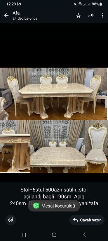 set baqli: Stol+6stul 500azn satilir. stol açilandj.bagli 190sm. Açiq