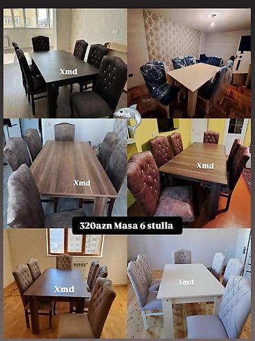 masa ve oturacag: Qonaq otağı üçün, Yeni, 6 stul — 1