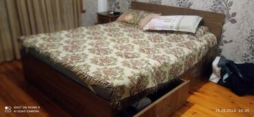 Кровати: Б/у, Двуспальная кровать, Без подьемного механизма, С матрасом, С выдвижными ящиками, Азербайджан