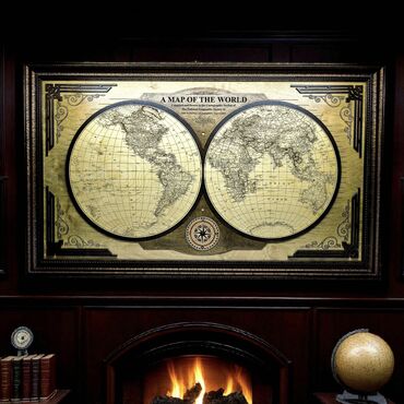 Картины: Элегантное настенное панно с изображением карты мира по версии — 3