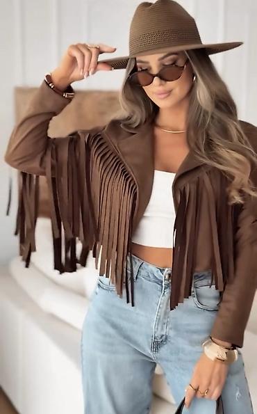 Pončo: 🔥Ženska kraća jakna sa resama - Stil: western/boho, kroj do struka - — 2