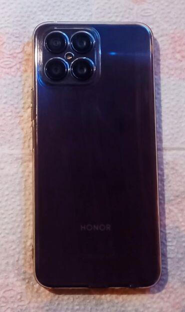 сотовый телефон fly ts112: Honor X8, 128 ГБ, цвет - Синий, Отпечаток пальца, Две SIM карты