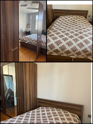 Двуспальная кровать, 2 тумбы, Трюмо