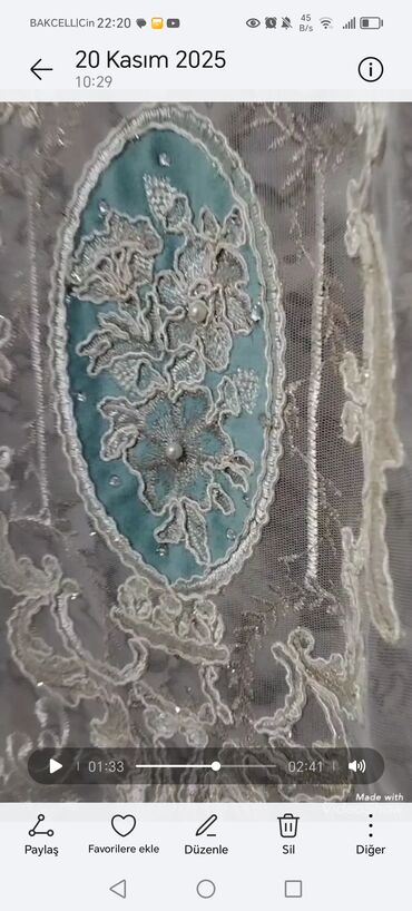 Pərdə və tüllər: İşlənmiş, Vilyur Pərdə, rəng - Ağ, Ödənişli çatdırılma — 14