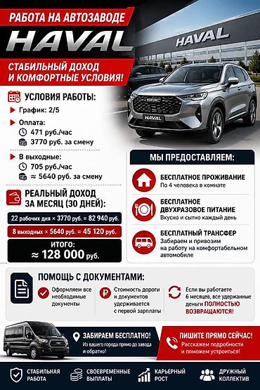 вакансии россия: Вакансии: складские рабочие, сотрудники автозавода HAVAL, работницы на — 1