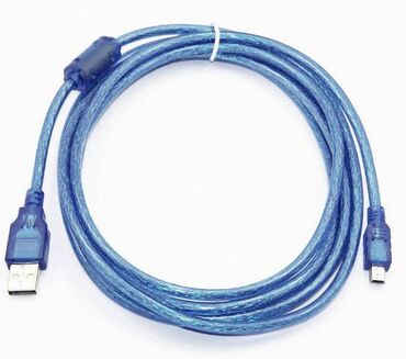 кабели и переходники для серверов hd mini sas mini sas: Кабель USB 2.0 - mini USB (male-male) Blue 150 см, т- порт