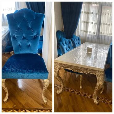 stol stul ev üçün: Qonaq otağı üçün, İşlənmiş, Dördbucaq masa, 8 stul, Türkiyə