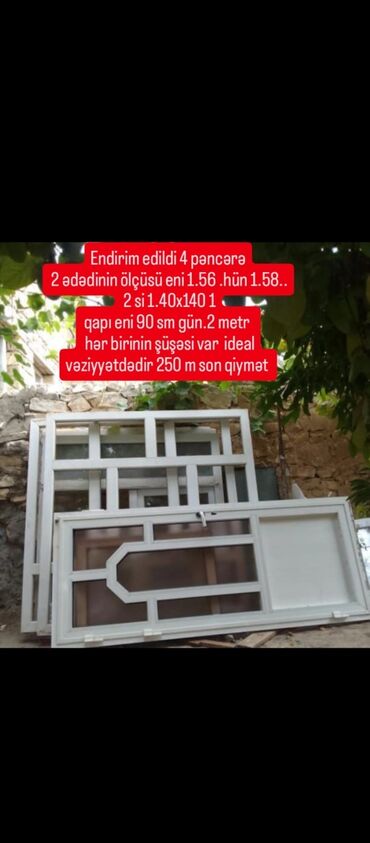 Москитные сетки: 4 pəncə rə 2 ədədinin ölçüsü eni 1.56 .hün 1.58. 2 si 1.40x140 1