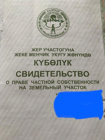 продается орошаемая земля в жайылско районе алтыр будёновка 5 40 гектар цена договорная с довой проблем нету оформление сразу: 160 соток, Тех паспорт