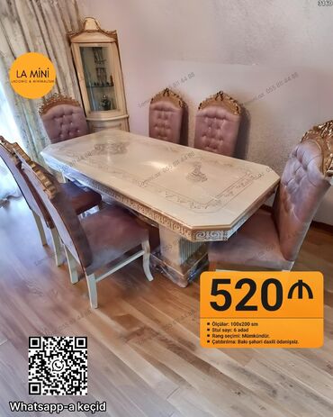 Dolablar: Qonaq otağı üçün, Açılmayan, Dördbucaq masa, 6 stul
