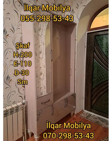 paltar dolabi satilir: Прямой шкаф, Для прихожей, Для одежды, Распашной, 1 дверь