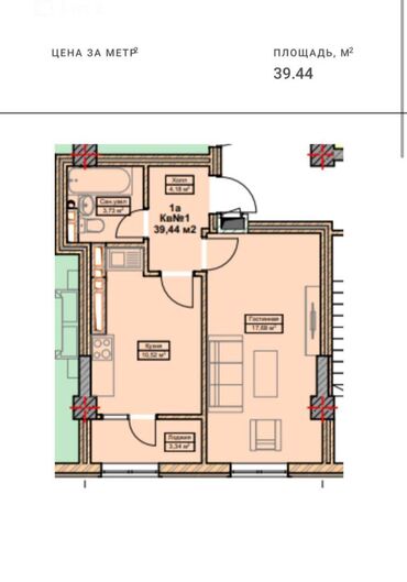 Продажа квартир: 1 комната, 40 м², Элитка, 8 этаж, ПСО (под самоотделку)