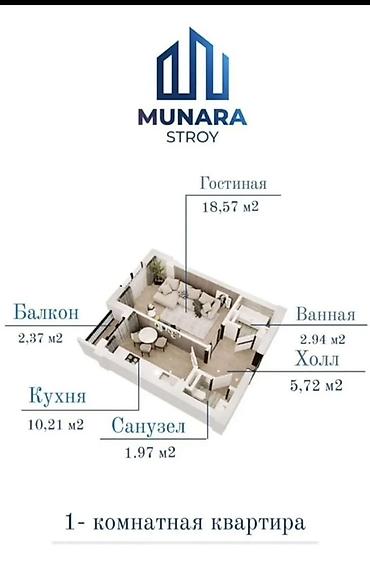 11: 1 комната, 42 м², Элитка, 9 этаж, Евроремонт — 9